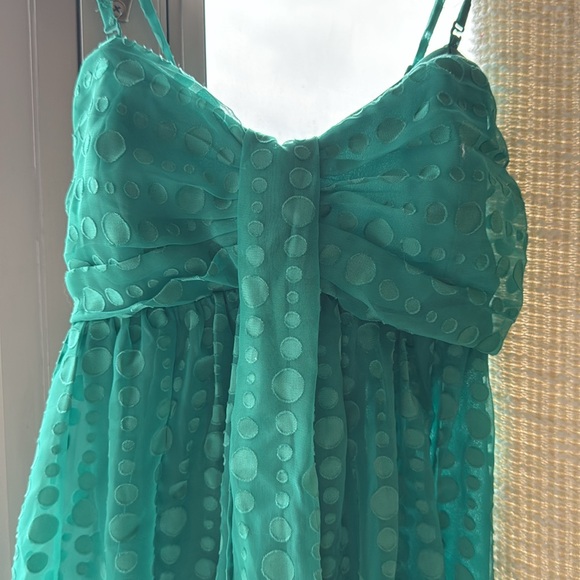 Express Teal Textured Short A-line Dress - Picture 3 of 5